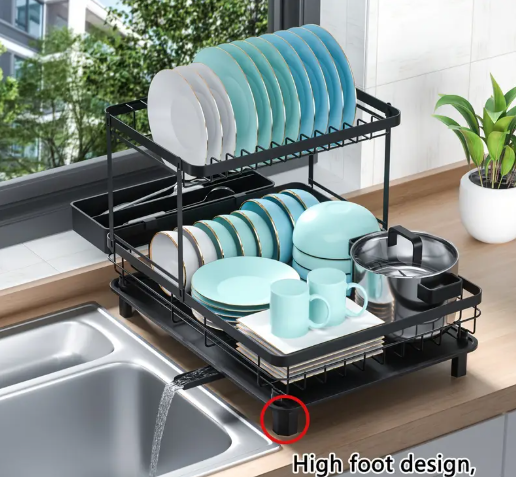 [Dish Rack] Dish Drying Rack with Drainage Plate | Dish Drainer Rack, Sink Drainer Rack, Tableware Rack